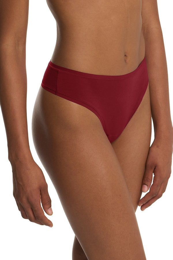 Natori Bliss Bare Cotton Thong Dk Red