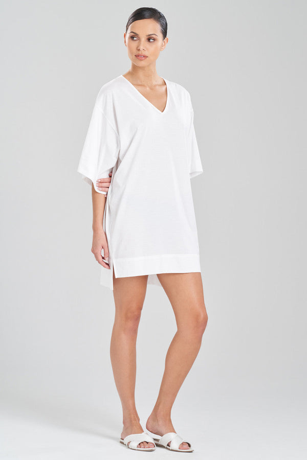 natori Bliss Essentials Cotton Caftan White