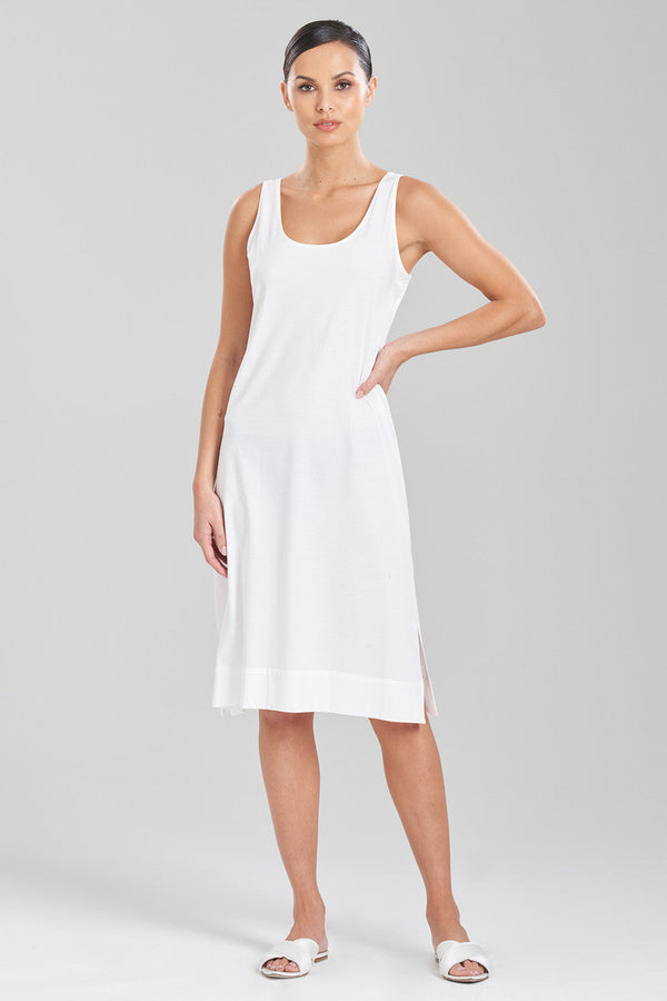 natori Bliss Essentials Cotton Slip Dress White
