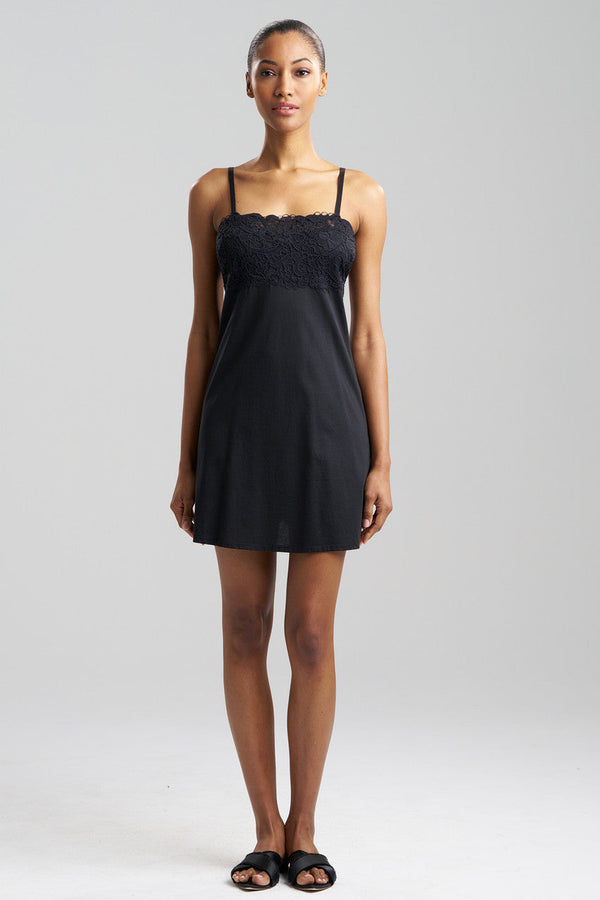 natori Bliss Harmony Lace Applique Chemise Black