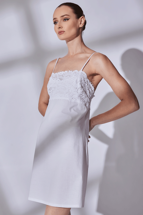 natori Bliss Harmony Lace Applique Chemise White