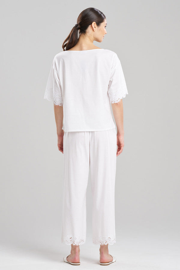 Natori Bliss Harmony Lace Applique T-Shirt White