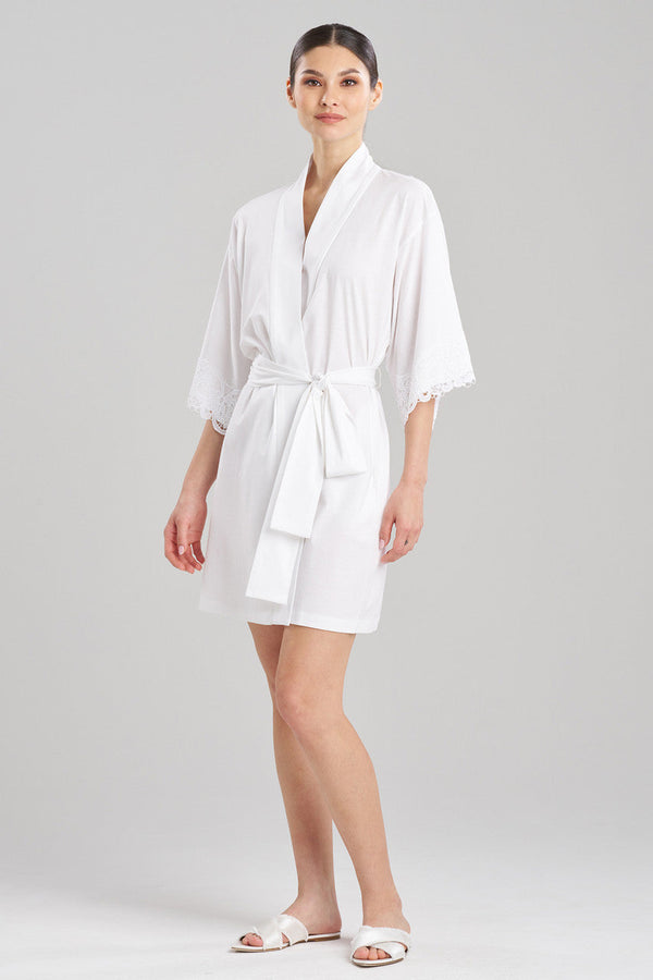 natori Bliss Harmony Lace Applique Wrap White