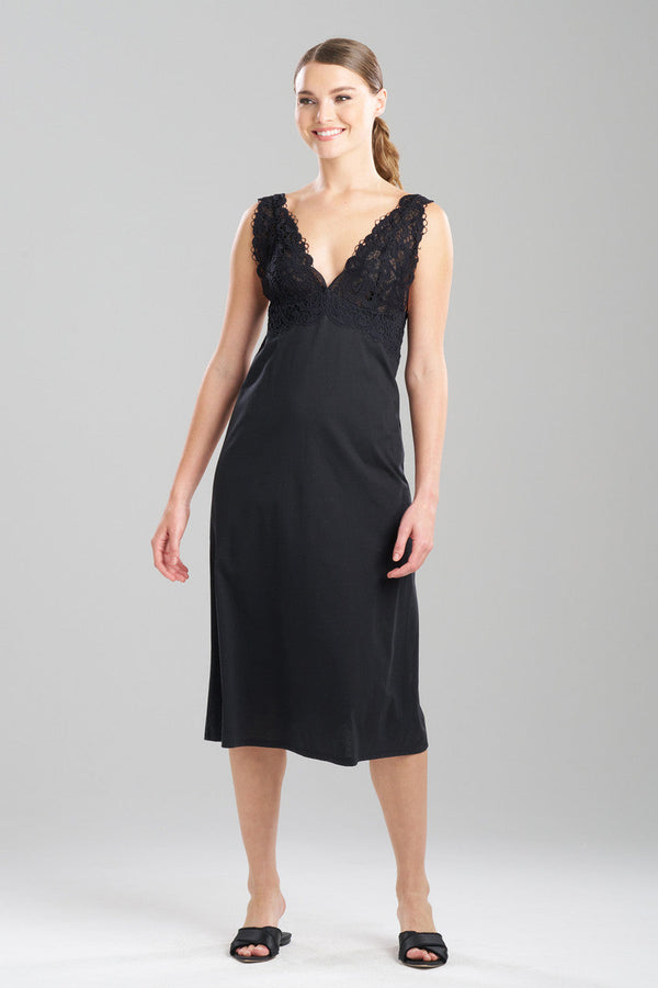 Natori Bliss Harmony Lace V-Neck Slip Dress Black