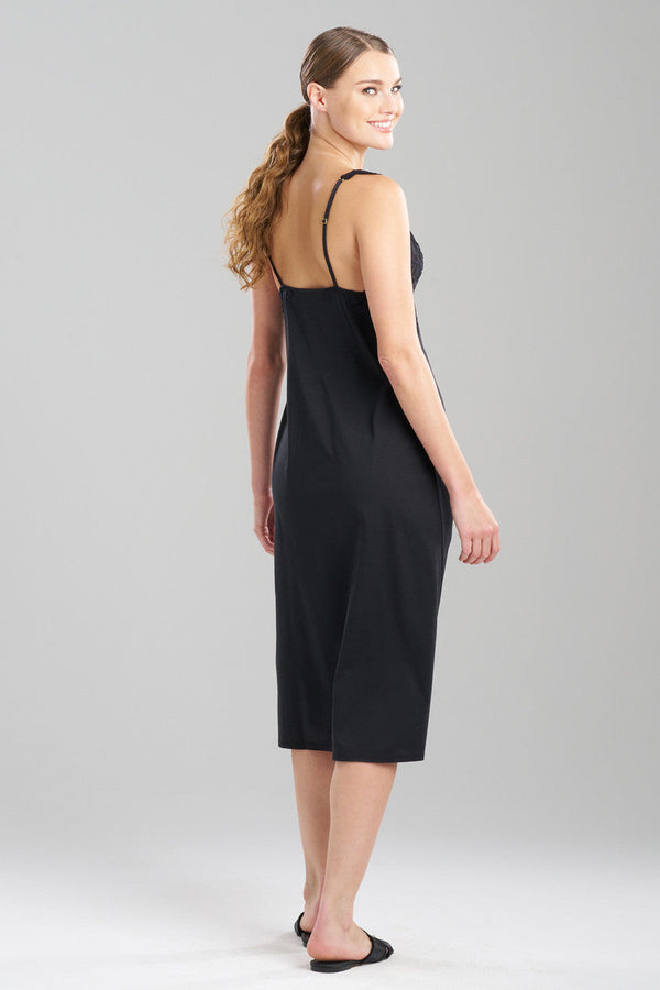 Natori Bliss Harmony Lace V-Neck Slip Dress Black