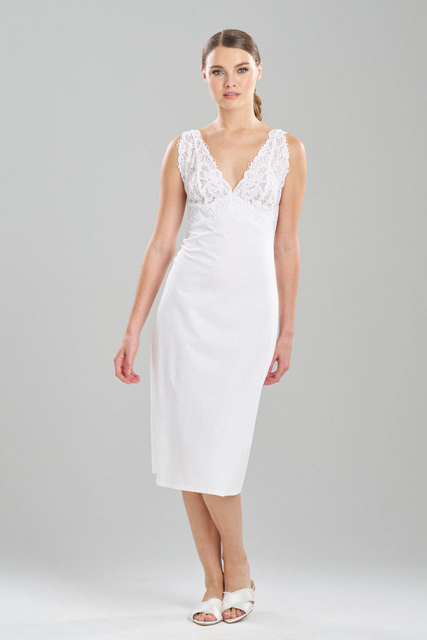 Natori Bliss Harmony Lace V-Neck Slip Dress White