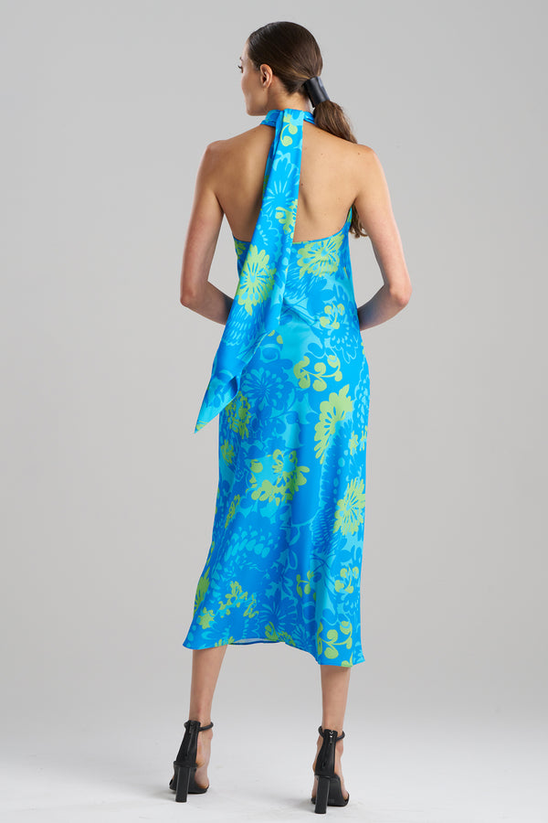 Natori Bloom Halterneck Dress Blue