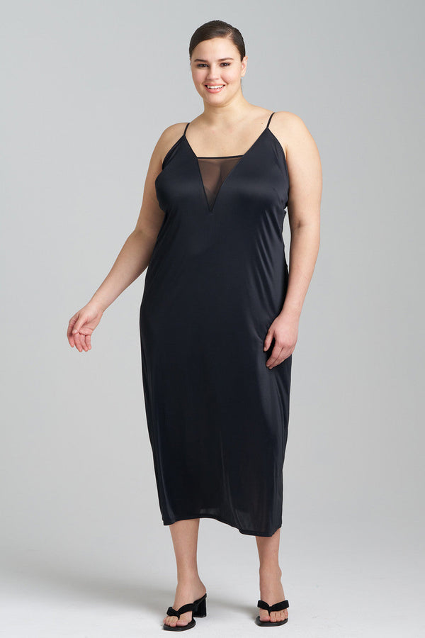 Natori Body Doubles Mesh Slip Dress Black