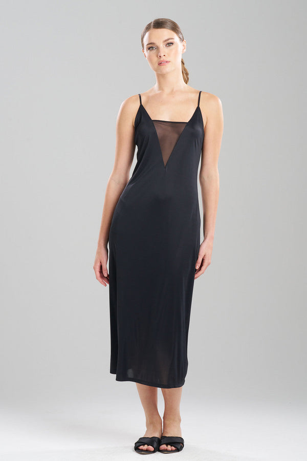 natori Body Doubles Mesh Slip Dress Black