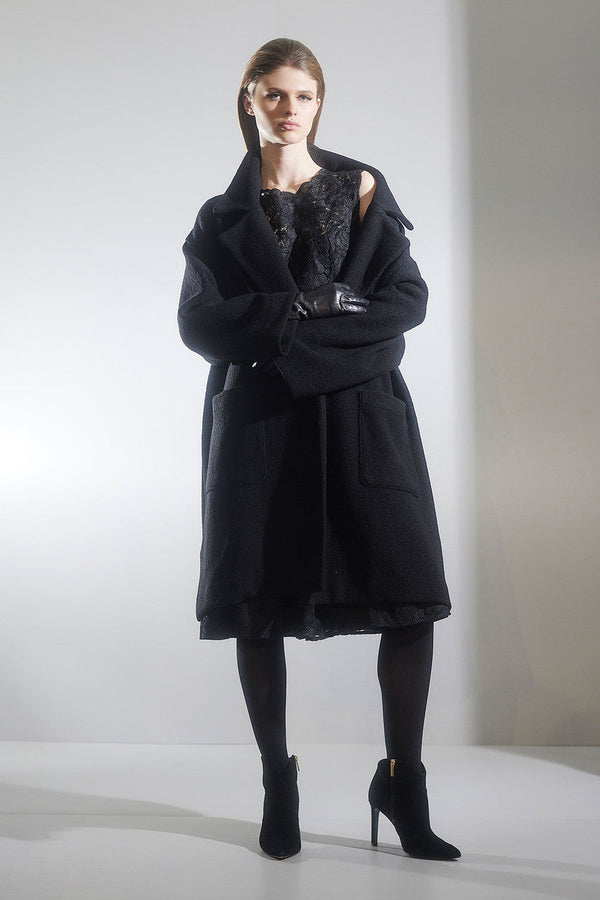 Natori Boiled Wool Coat Black