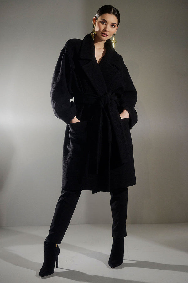 natori Boiled Wool Coat Black