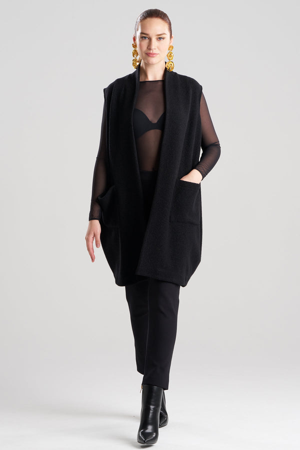 Natori Boiled Wool Patch Pocket Vest Black