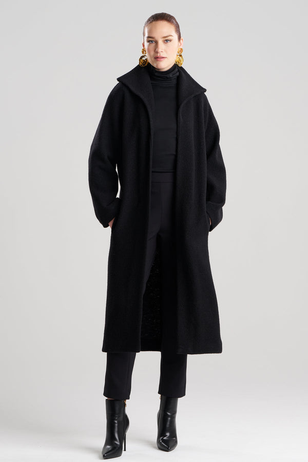 Natori Boiled Wool Stand Collar Coat Black