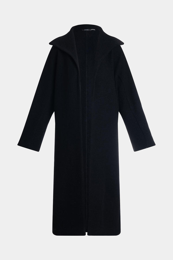 Natori Boiled Wool Stand Collar Coat Black