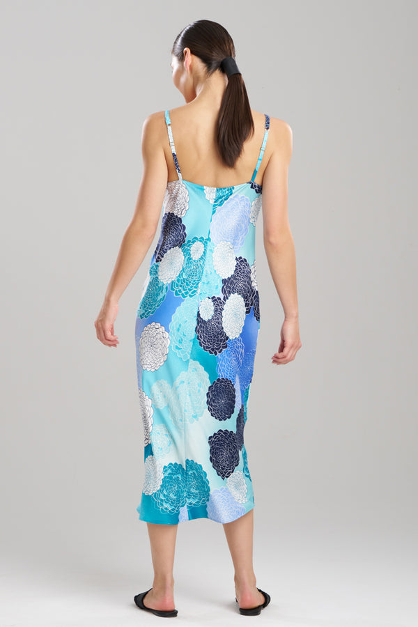 Natori Botanic Melody Satin Gown Teal