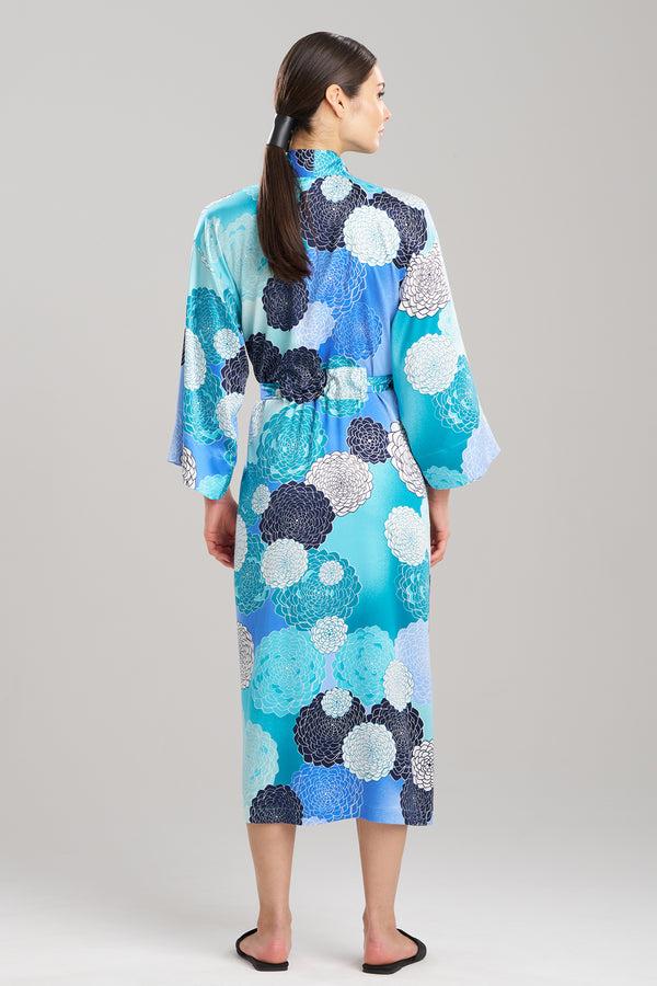 Natori Botanic Melody Satin Robe Teal