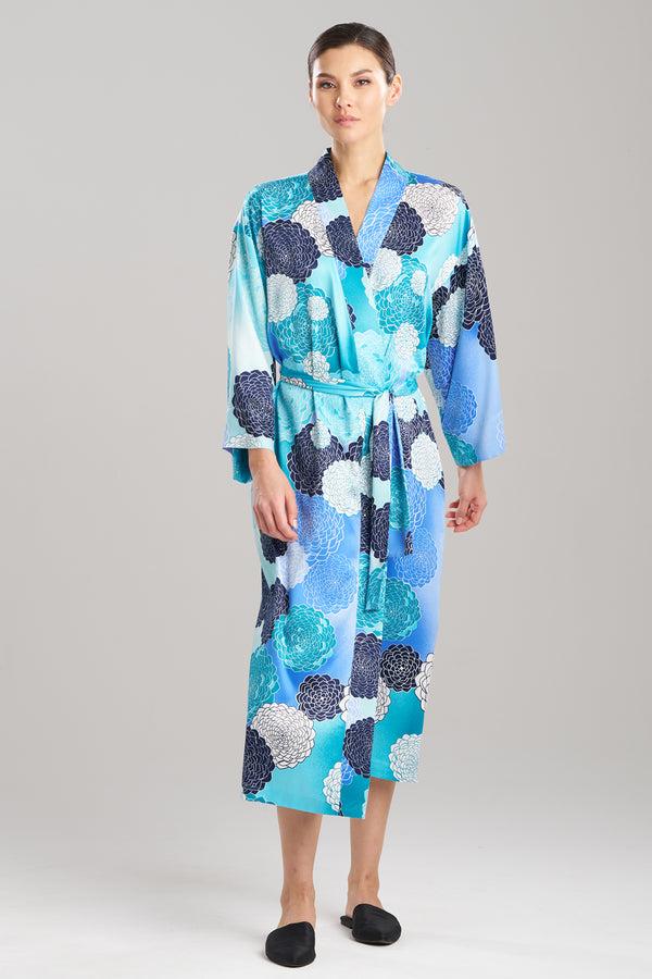 natori Botanic Melody Satin Robe Teal