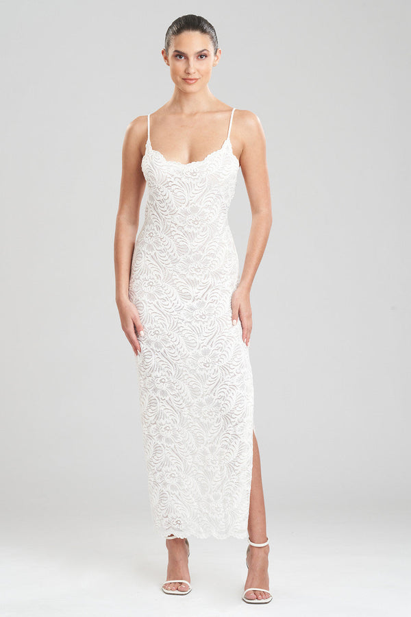 natori Bridal Allover Lace Slip Dress Warm White