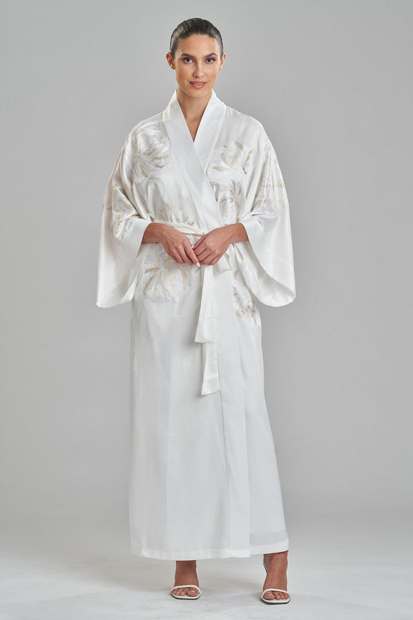 natori Bridal Embroidery Robe Warm White