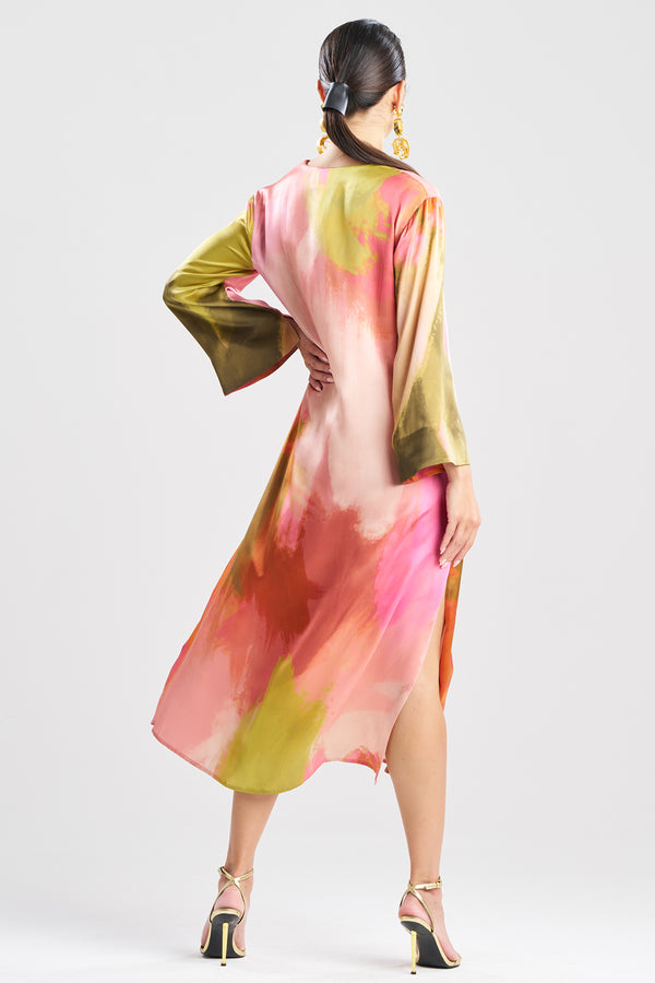 Natori Brushstroke Silk Caftan Multi