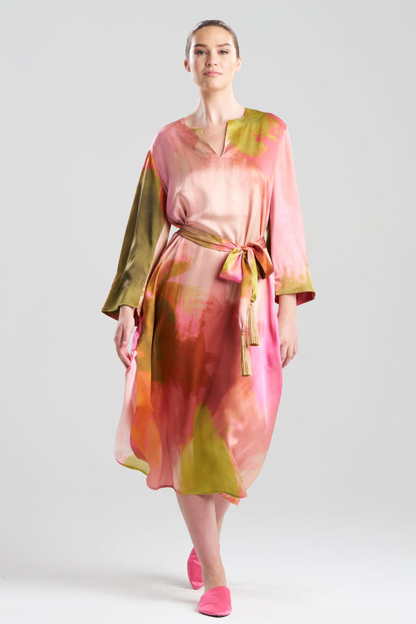 Natori Brushstroke Silk Caftan Multi