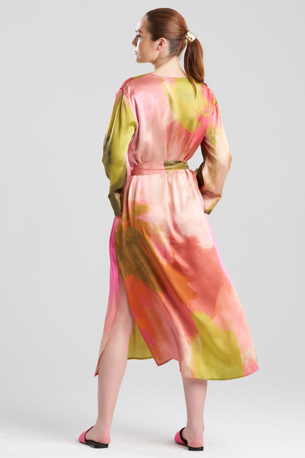 Natori Brushstroke Silk Caftan Multi
