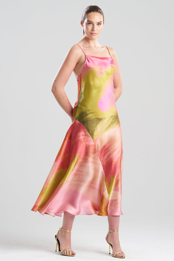 Natori Brushstroke Silk Slip Dress Multi