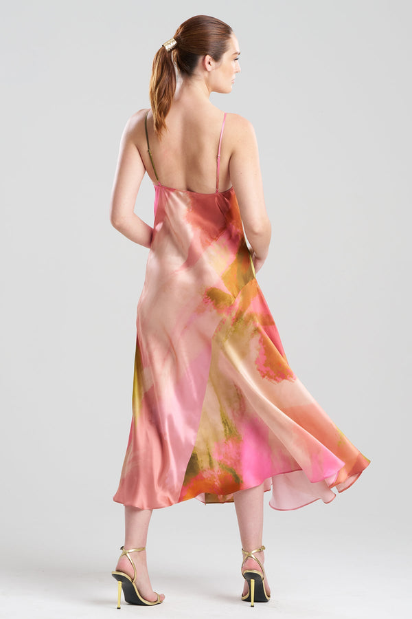 Natori Brushstroke Silk Slip Dress Multi