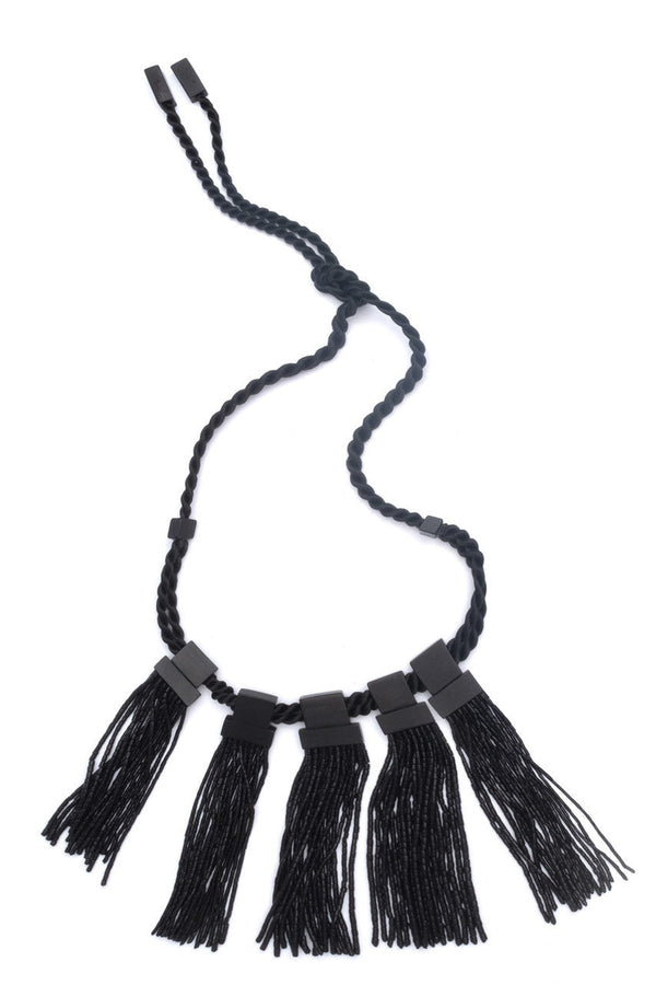 natori Buffalo Fringe Necklace Black