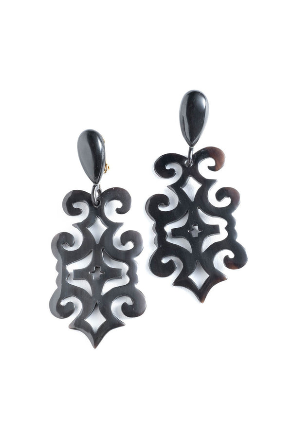 natori Buffalo Horn Cut Out Earrings Black
