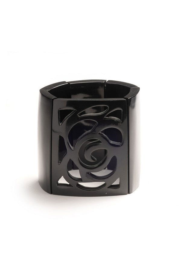 natori Buffalo Horn Square Scroll Bangle Black