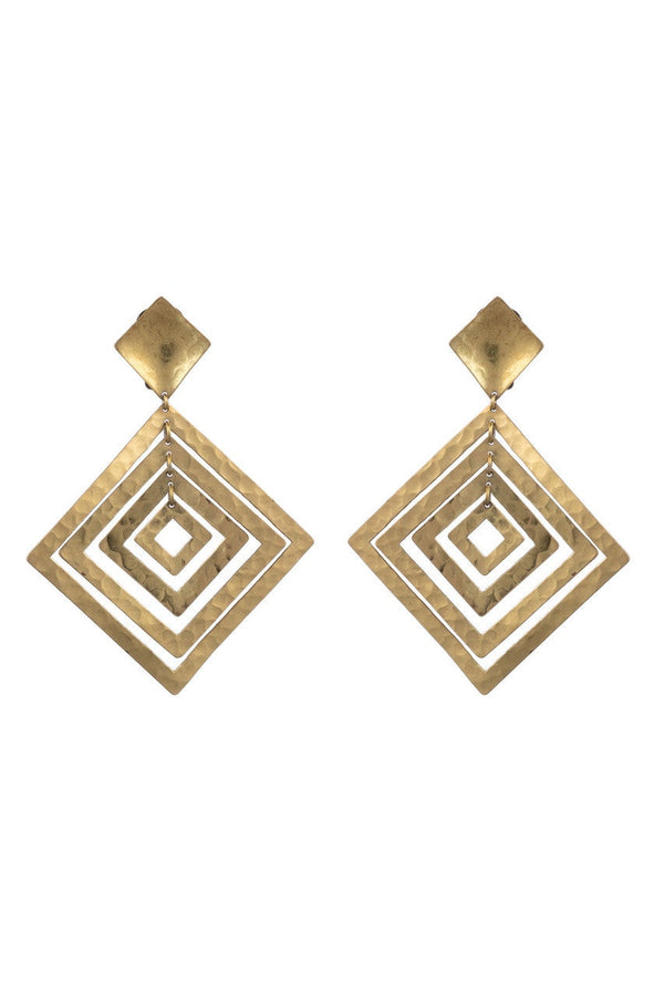 natori Buffed Brass Diamond Clip Earrings Gold