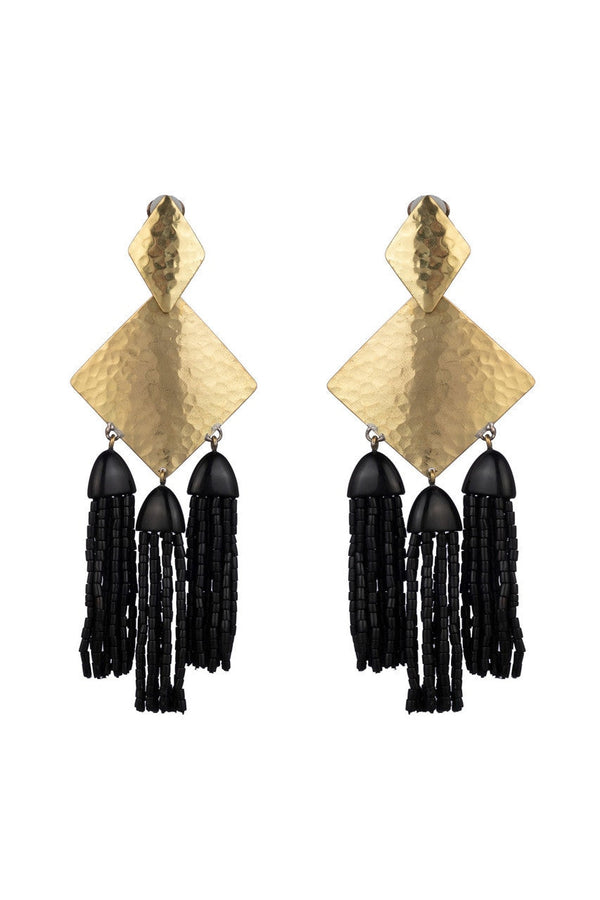 natori Buffed Brass Fringe Clip Earrings Gold