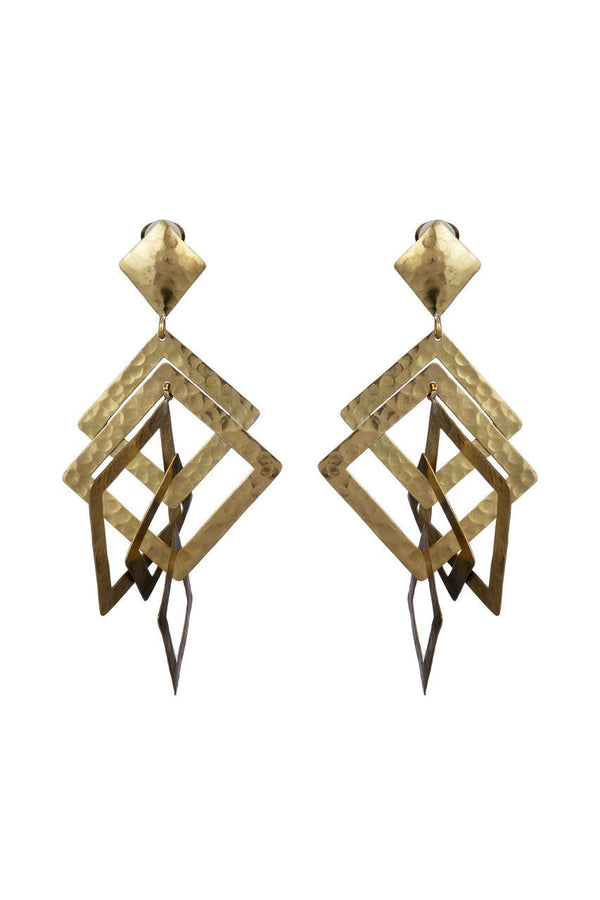 natori Buffed Brass Square Clip Earrings Gold