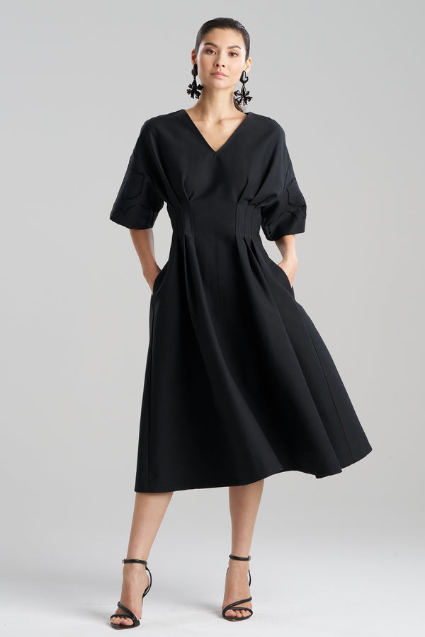 Natori Canvas Cotton Embroidered Dress Black