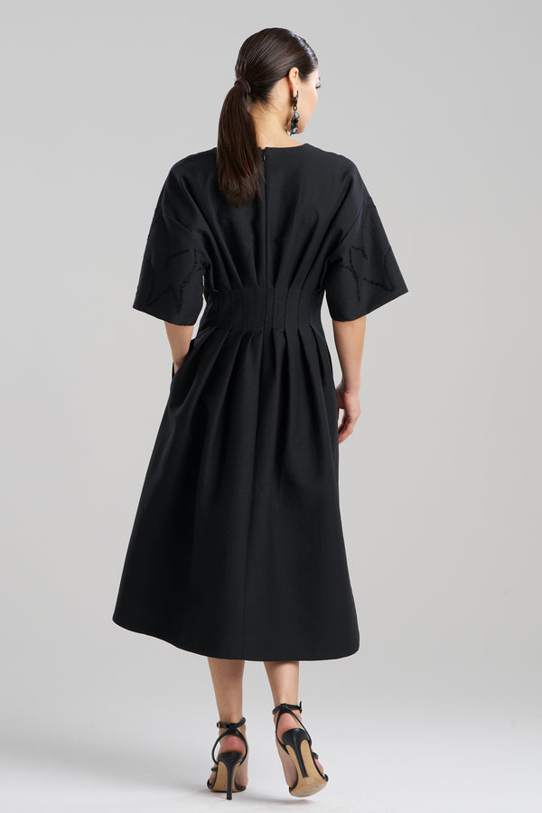Natori Canvas Cotton Embroidered Dress Black