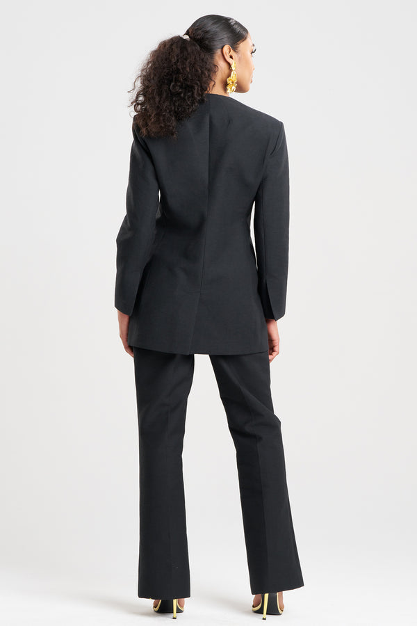 Natori Canvas Cotton Embroidered Jacket Black