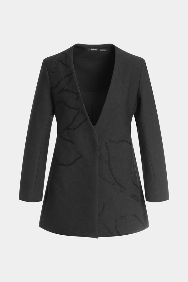 Natori Canvas Cotton Embroidered Jacket Black