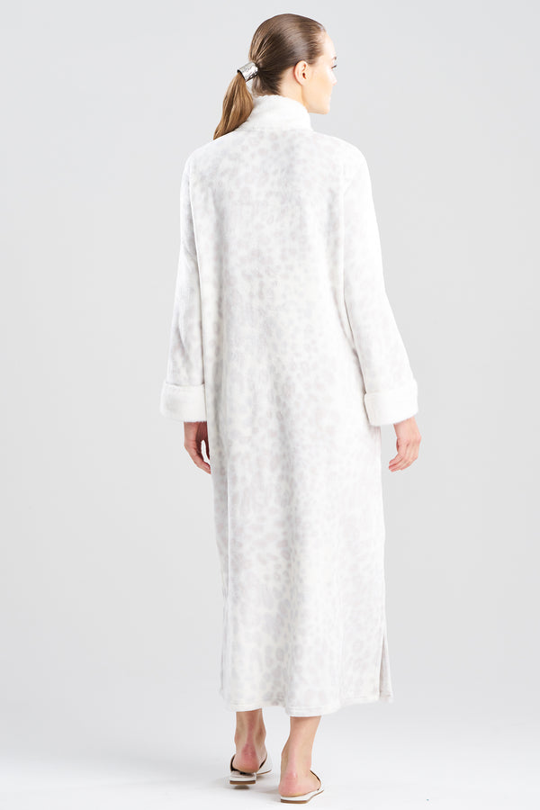 Natori Cashmere Animal Mandarin Caftan Silver
