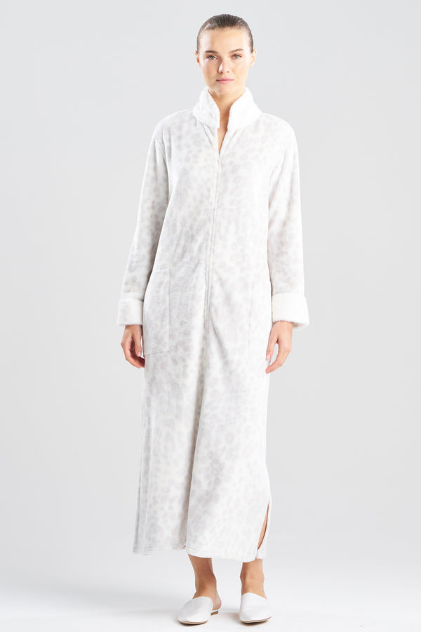 natori Cashmere Animal Mandarin Caftan Silver