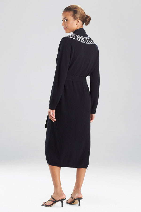 Natori Cashmere Embroidered Dragon Robe Black