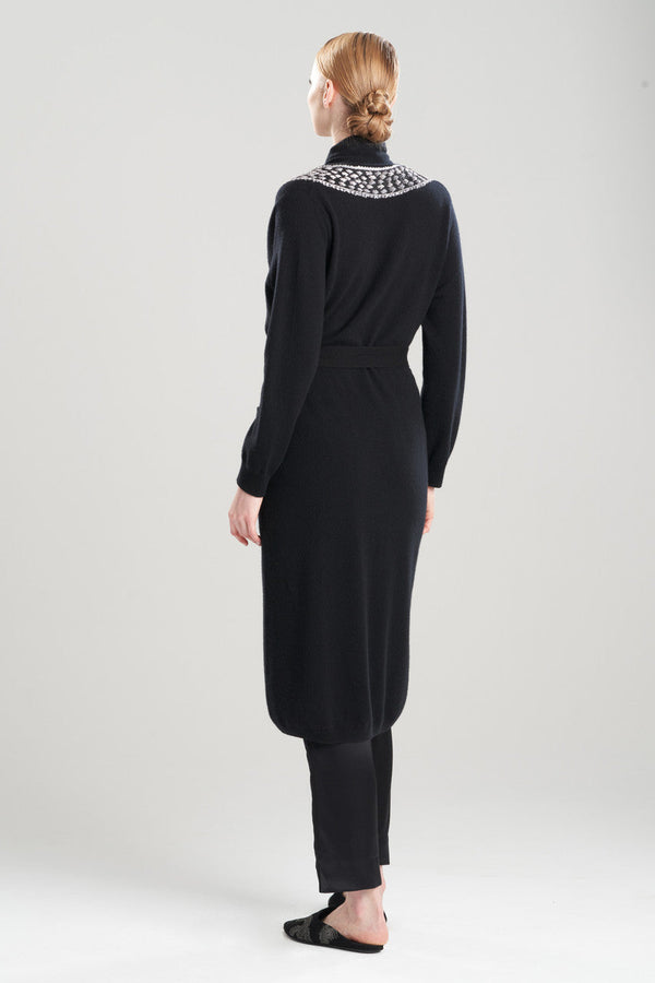 Natori Cashmere Embroidered Dragon Robe Black