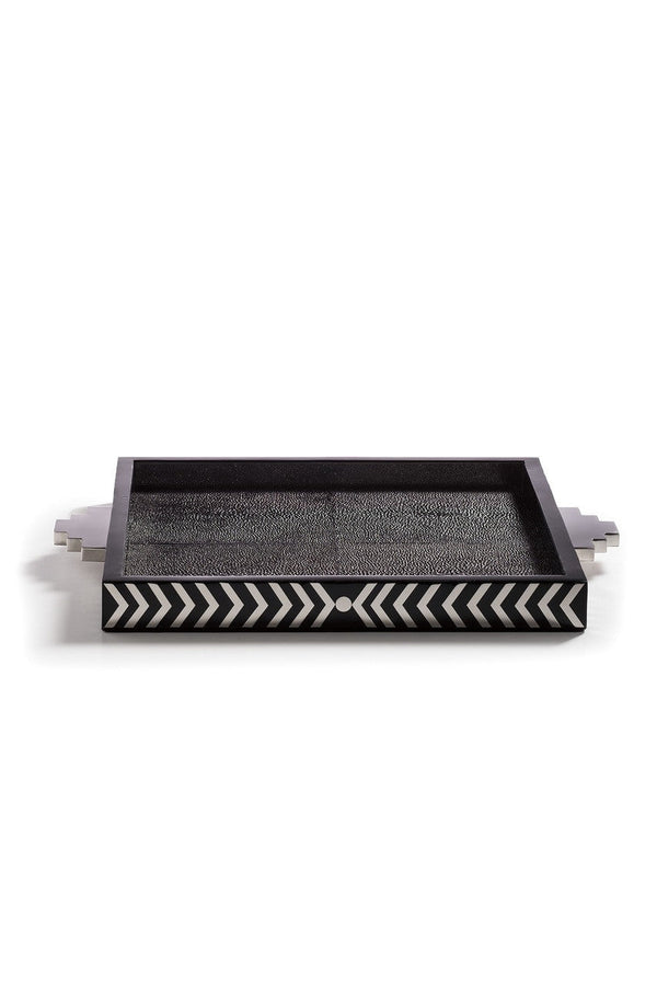 natori Cebu Tray Black W/ White