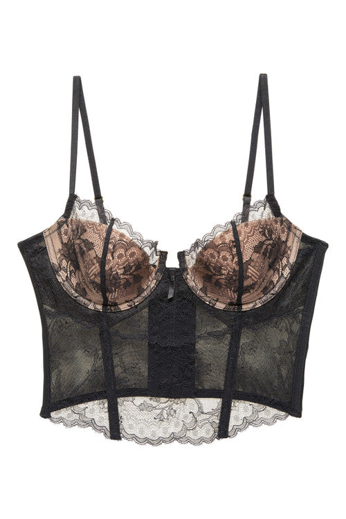 natori Chantilly Lace Bustier Black/Buff