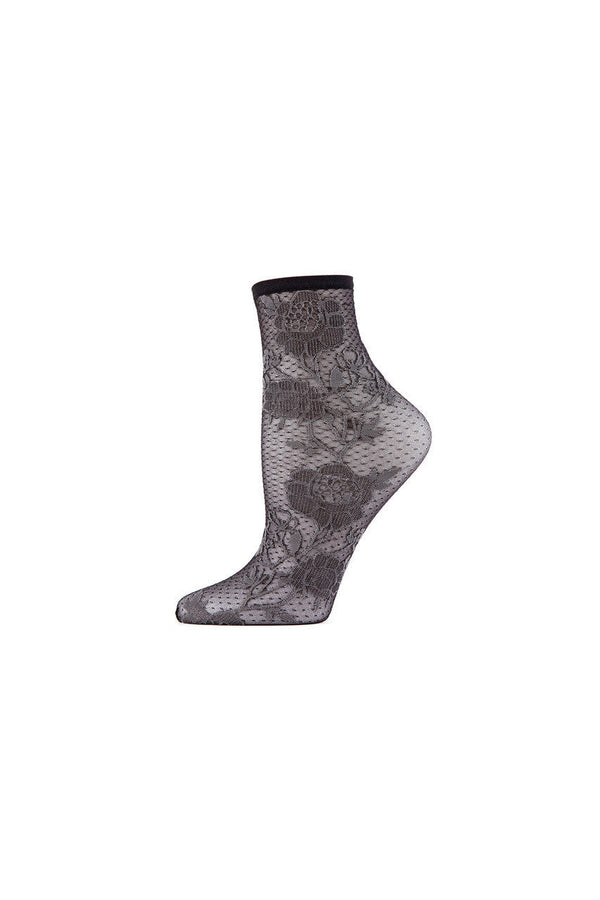 natori Chantilly Sheer Shortie Socks Black
