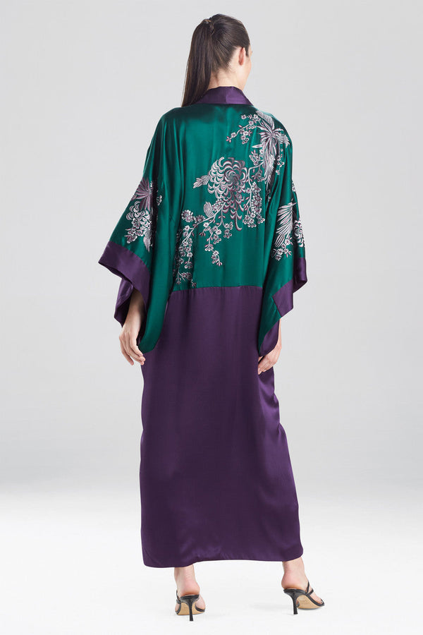 Natori Chinoiserie Embroidery Silk Robe Juniper