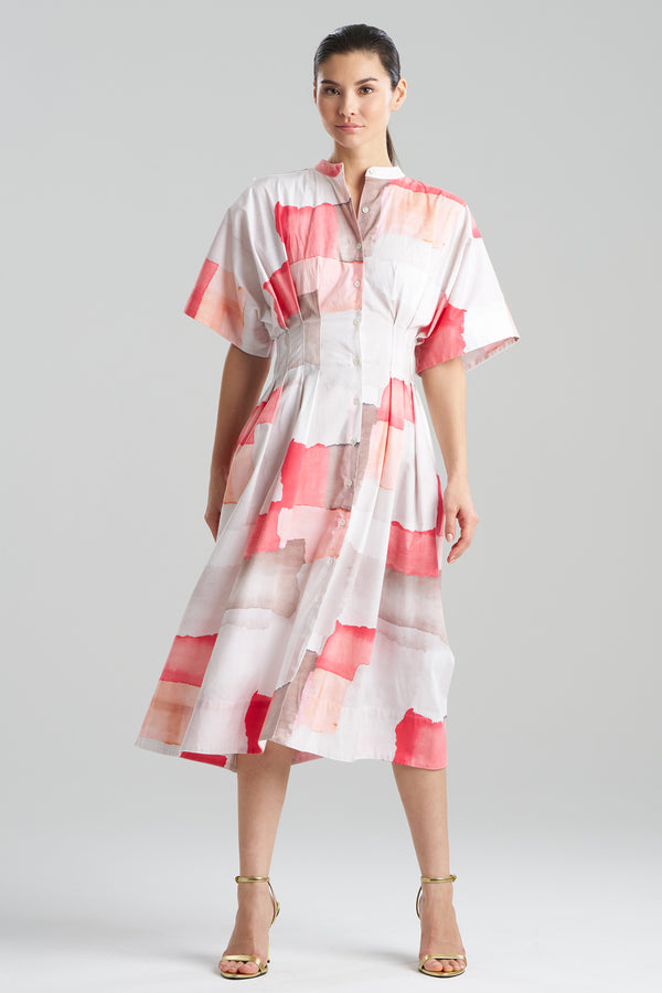 Natori Chiyo Cotton Dress Coral Combo