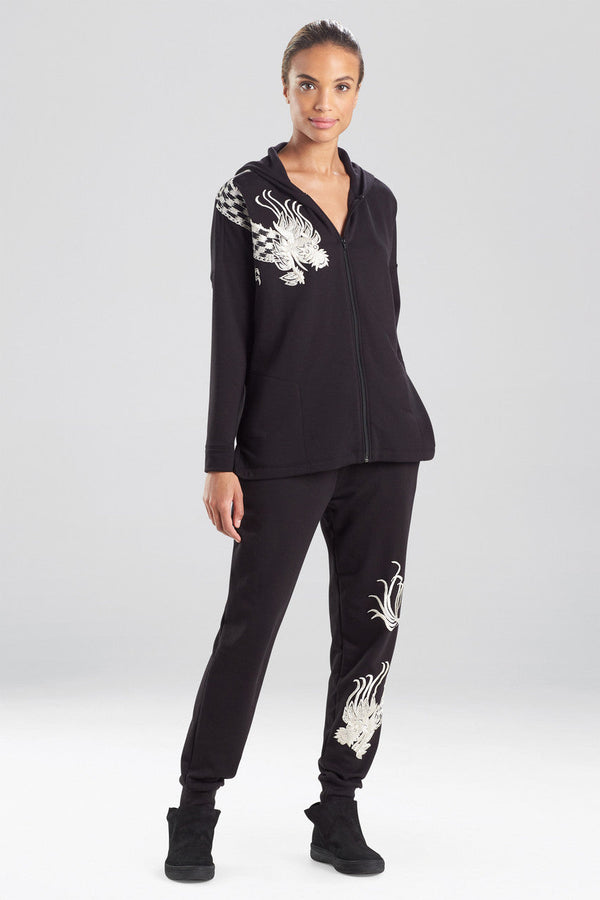 natori Cocoon Dragon Embroidered Hoodie Black
