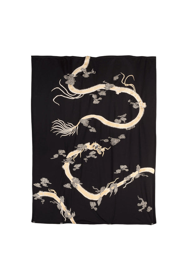 natori Cocoon Dragon Embroidered Throw Black/White
