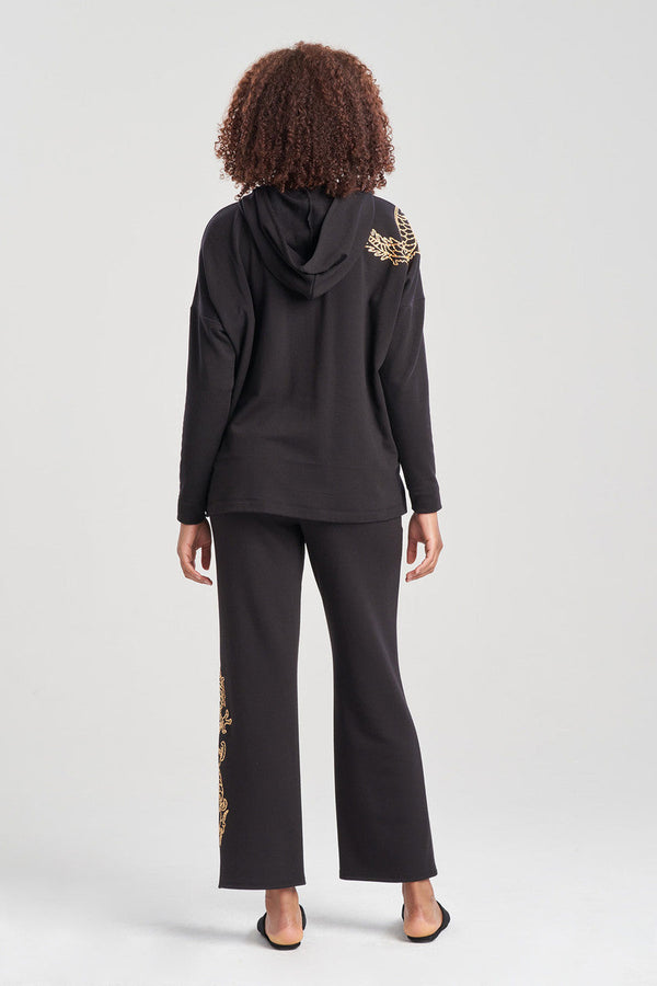 Natori Cocoon Embroidered Dragon Hoodie Black